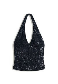 DRAPED SEQUINNED HALTER - Top - dark blue