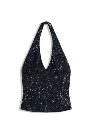 DRAPED SEQUINNED HALTER  - Débardeur - dark blue