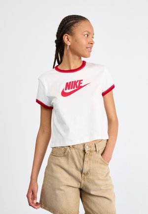 Nike Sportswear RINGER TEE RUN - Print T-shirt - sail/gym red