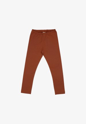 Kindersleggings in rostbraun mit elastischem Bund, schlanker Passform und knöchellangem Schnitt vor weißem Hintergrund.