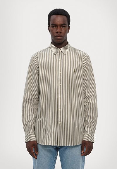 Polo Ralph Lauren SLIM FIT STRIPED STRETCH POPLIN SHIRT - Marškiniai - new olive/white