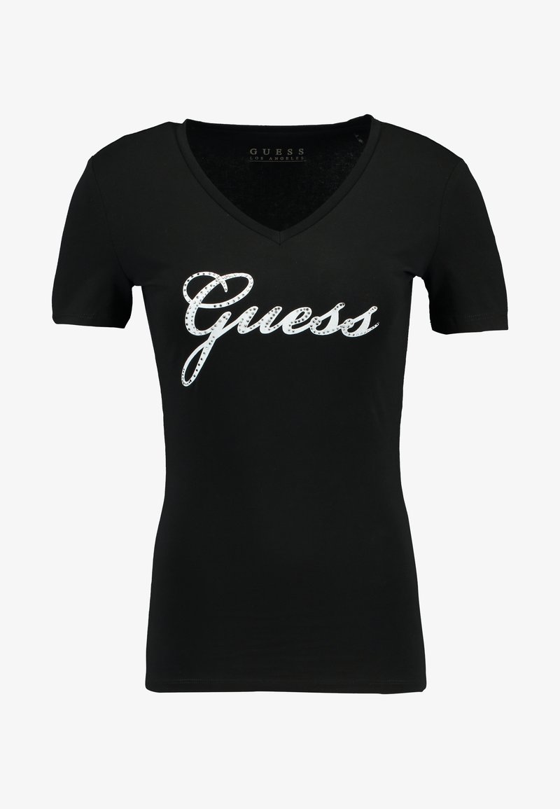 Guess SLIM FIT Print T shirt jet black black Zalando.ie