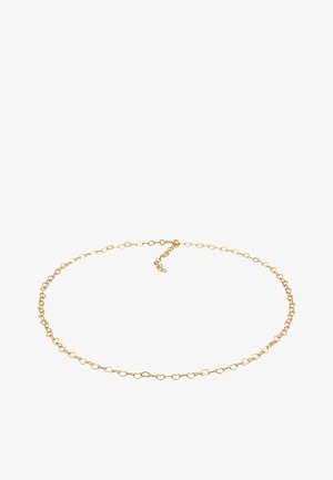 Collier en chaîne en or avec des maillons en forme de cœur, présentant un design délicat et un fermoir ajustable pour varier la taille.