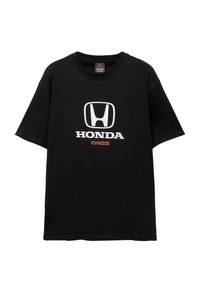 Čierne bavlnené tričko s krátkymi rukávmi, na prednej strane s bielym logom Honda a oranžovým textom "Civic". Klasický okrúhly výstrih.