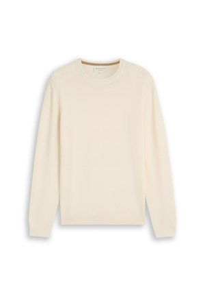 TOM TAILOR, STRUCTURED CREW NECK KNIT - Strickpullover - gardenia white