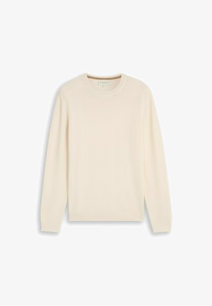 TOM TAILOR, STRUCTURED CREW NECK KNIT - Jumper - gardenia white