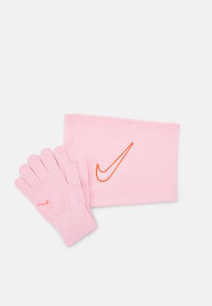 GLOVES NECK WARMER SET - Snood - med soft pink/bright crimson
