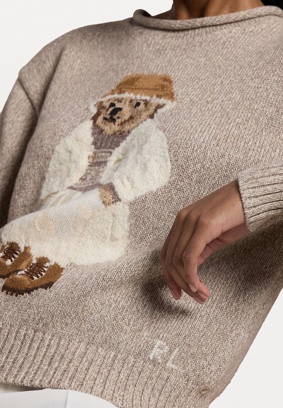 Polo Ralph Lauren POLO BEAR CREWNECK SWEATER - Striktrøje - mushroom marl multi