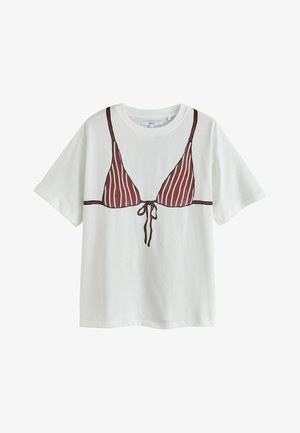Next, REGULAR FIT - GRAPHIC BIKINI SHORT SLEEVE CREW NECK T-SHIRT . - Nyomott mintás póló - ecru