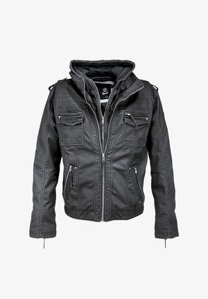 Brandit, HERREN BLACK ROCK JACKET - Imitert skinnjakke - black