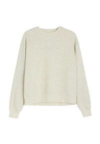 Jasnoszara bluza z miękkiej, teksturowanej tkaniny. Posiada okrągły dekolt, długie rękawy oraz subtelny, wytłaczany detal "Diverse Athletics".