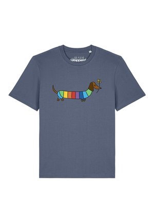 watapparel, REGENBOGEN DACKEL - Print T-shirt - blue grey