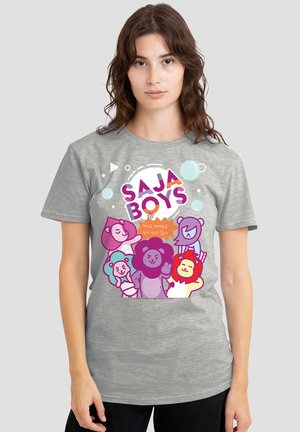 NETFLIX, KPOP DEMON HUNTERS SAJA BOYS SODA POP MASCOTS - T-Shirt print - mottled light grey