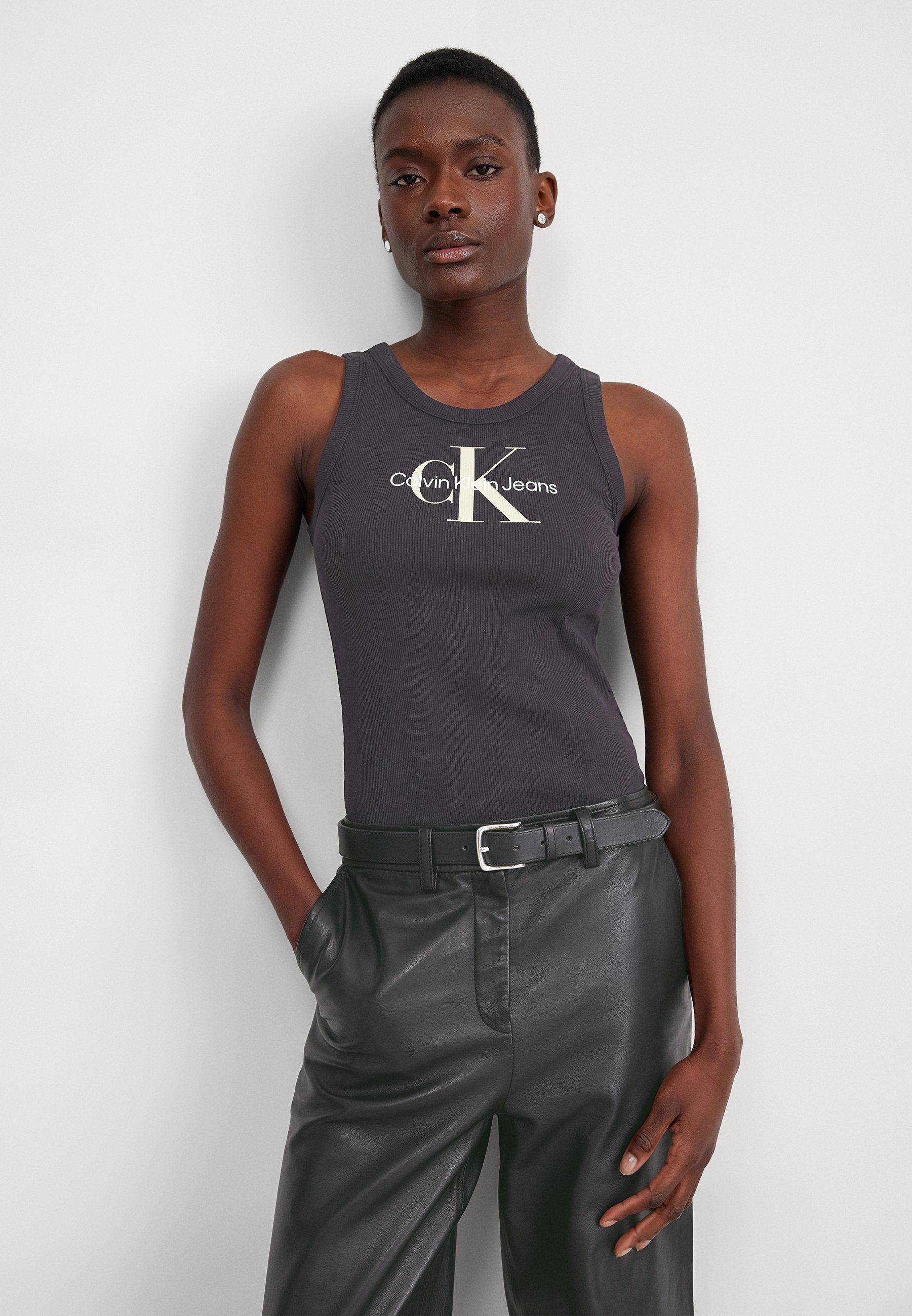 Sleeveless Calvin Klein Jeans Top Womens Black Tank Ajio Calvin