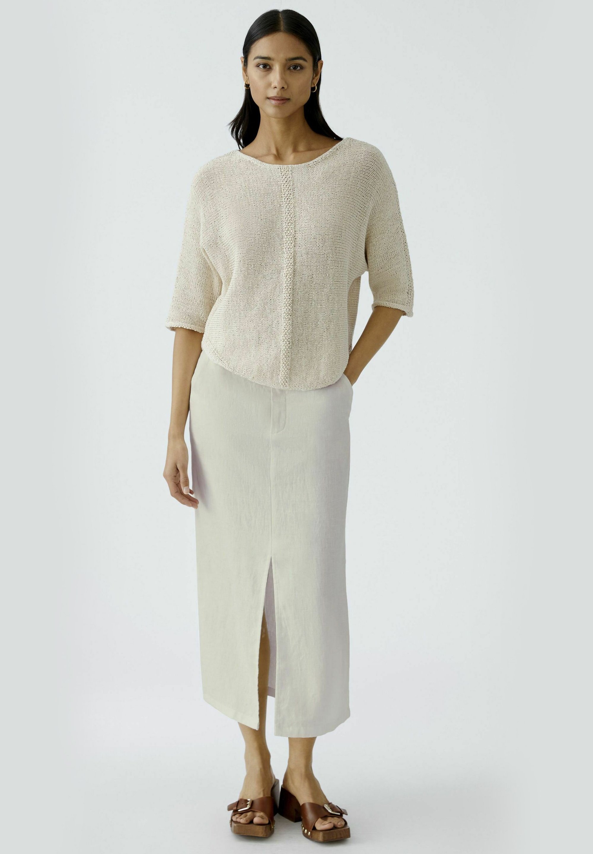 Oui Jupe longue biscuit/beige ZALANDO