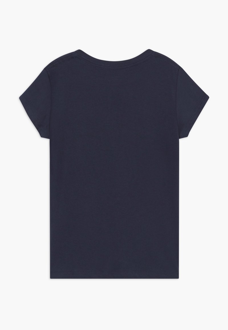 T-shirt bleu marine à manches courtes avec un col rond. Fabriqué en coton doux avec une texture lisse. Design simple et uni au dos.