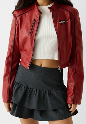 Imitatieleren jas - dark red