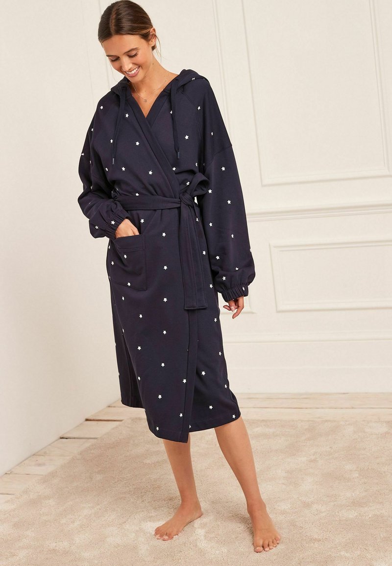 Next Embroidered Jersey Dressing Gown Accappatoio blue/blu Zalando.it