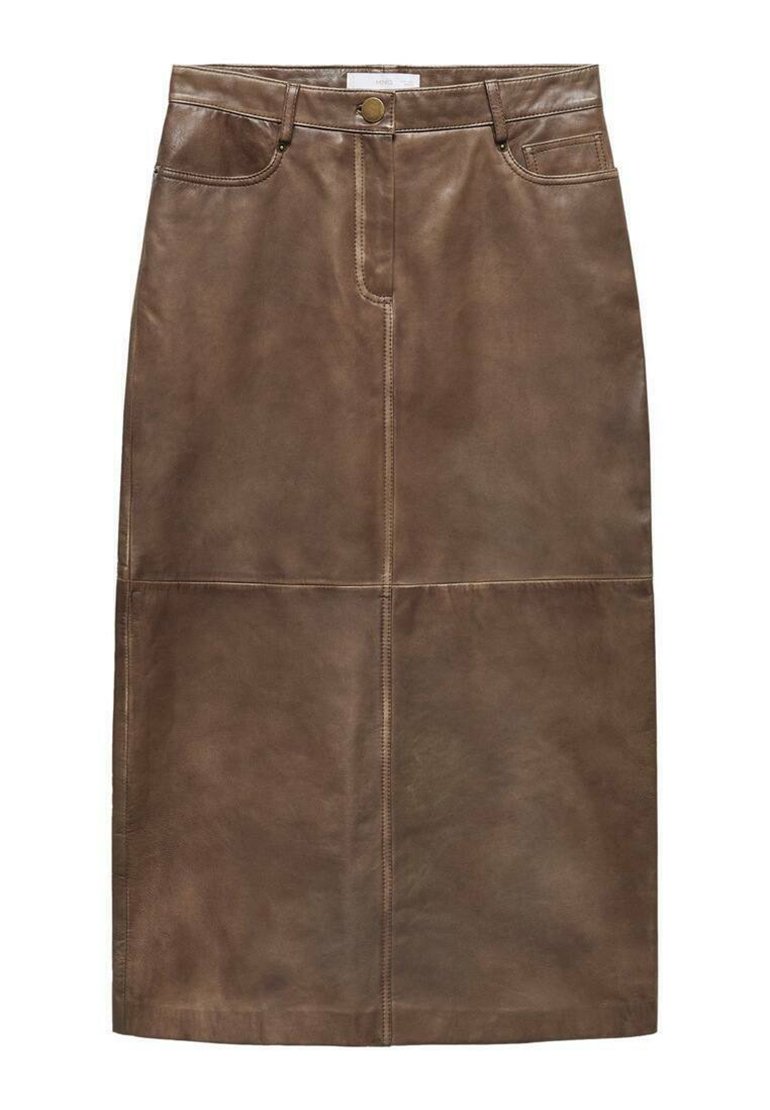 Mango Leren rok bruin Mango Leren rok bruin