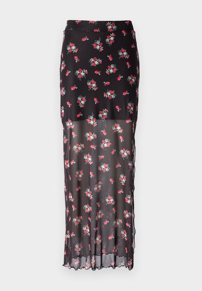 NMLESLEY ANKLE SKIRT - Jupe longue - black/lille rose