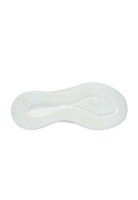 Suela de zapatilla blanca de goma con patrón de agarre texturizado, que presenta una ranura central y líneas curvas para flexibilidad y tracción.