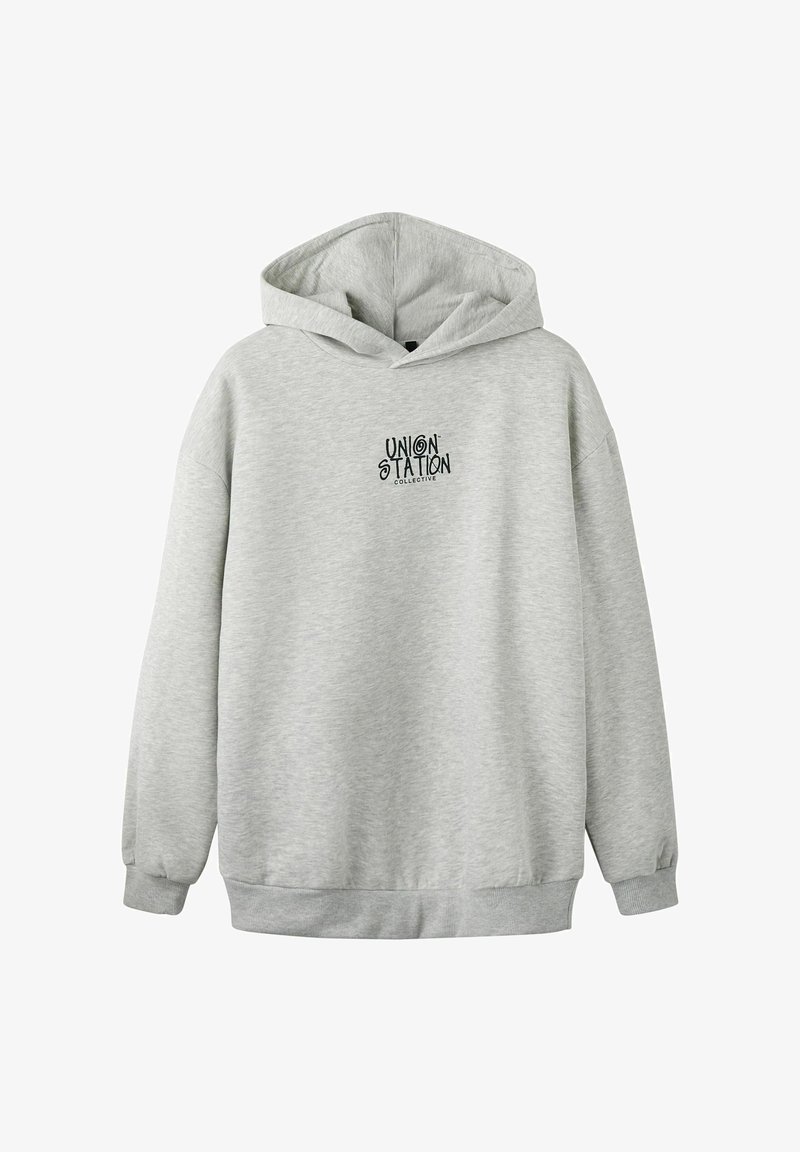 Hall halliga kapuutsi ja ühevärviline dressipluus. Keskel musta värviga trükitud logo "UNION STATION COLLECTIVE". Laiad varrukad ja äär.