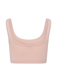 Hudfärgad bralette med ett mjukt, elastiskt tyg. Har breda axelband, båtformad halsringning och subtila sömnadsdetaljer.