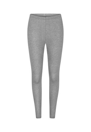 Grijze legging van zacht, rekbaar materiaal. Strak design, gladde textuur en ondoorzichtig afwerking met een hoge tailleband. Geen zichtbare naden.