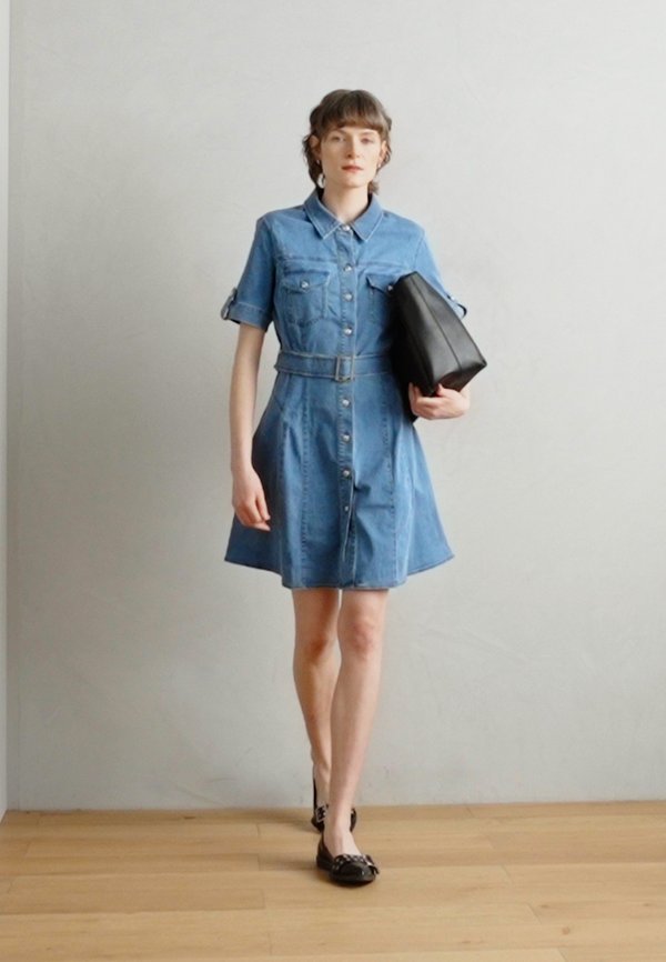 RIXES - Denim dress - denim stone2