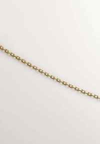 Collar de cadena de oro con eslabones alargados y un acabado suave, que exhibe una textura uniforme y un brillo sutil sobre un fondo claro.
