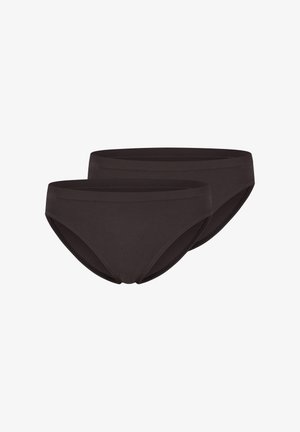 Zwei Paar schwarze Baumwollslips mit glatter Textur, elastischem Bund und ohne sichtbare Muster oder Akzente.