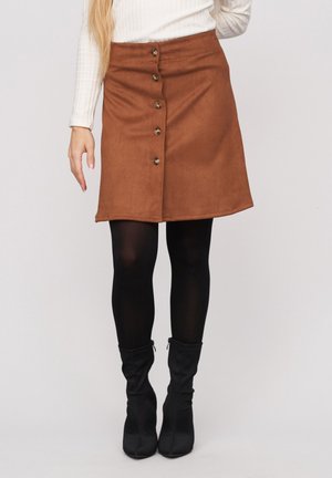 Cloud 5ive, VELOUR LOOK SKIRT - Jupe trapèze - camel
