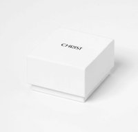White square jewelry box with black "CHRIST" logo centered on the lid, placed on a white surface.