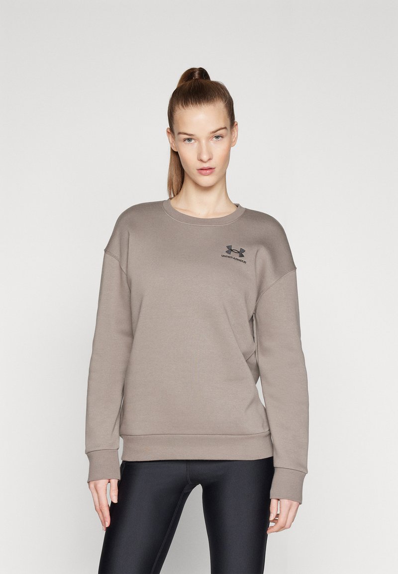 Under Armour ESSENTIAL CREW - Mikina - taupe dusk/white