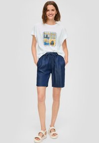 s.Oliver MIT KAPPÄRMELN - T-shirt print - weiß