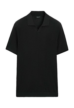 Massimo Dutti, WOOL BLEND SHORT SLEEVE KNIT POLO - Polo - black