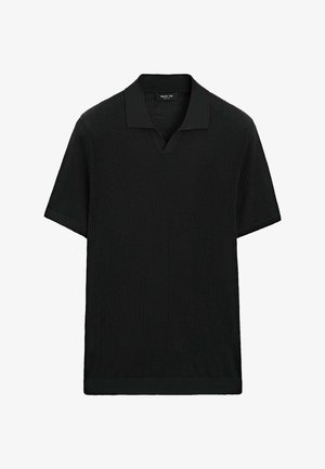 Massimo Dutti, WOOL BLEND SHORT SLEEVE KNIT POLO - Polo - black