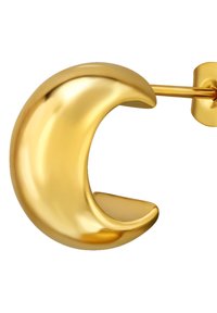 Orecchino a forma di mezza luna in oro con una superficie liscia e riflettente. Presenta un semplice retro a perno per una vestibilità sicura.