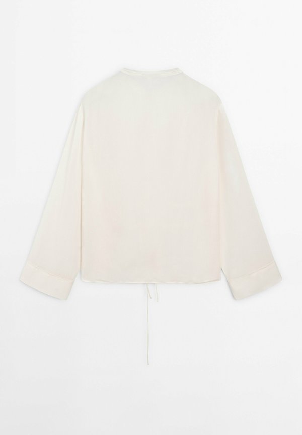 SEMITRANSPARENT FLOWING WITH BOWS - Button-down blouse - beige3