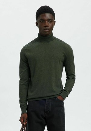 Selected Homme SLHBERG ROLL NECK NOOS - Strickpullover - forest night