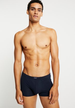 Donkerblauwe boxershorts met een elastische tailleband, gemaakt van een zachte, rekbare stof, met een strakke pasvorm voor comfort en ondersteuning.