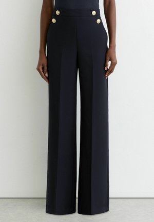 PETITE FIT - CARLEY WIDE-LEG BUTTON-DETAIL - Pantaloni - navy