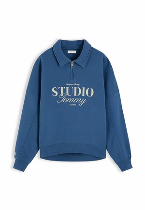 Tommy Hilfiger, TOMMY HILFIGER RELAXED QUARTER-ZIP POLO COLLAR SWEATSHIRT - Sweater - aegean sea
