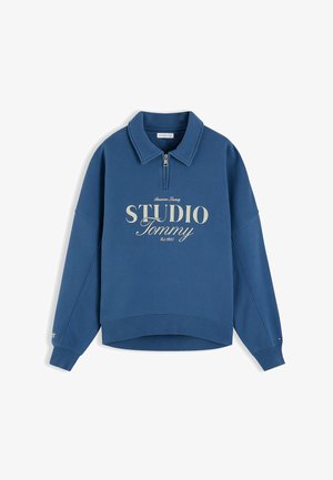 Tommy Hilfiger, TOMMY HILFIGER RELAXED QUARTER-ZIP POLO COLLAR SWEATSHIRT - Sweater - aegean sea
