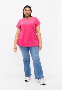 Zizzi SHORT SLEEVED BLEND - Camiseta básica - raspberry sorbet