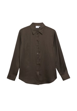 comma, BLUSE - Hemdbluse - dunkelbraun