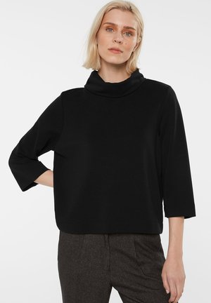 SENSES.THE LABEL, SENSES.THE LABEL ROLLKRAGENSHIRT IM BOXY-FIT MIT VERKÜRZTEN ÄRMELN - Langarmshirt - black