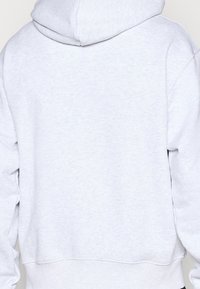 Hoodie gris clair avec une texture douce, doté d'une capuche, de manches longues et d'une coupe décontractée. Pas de logos ou motifs visibles.