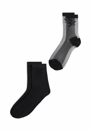 KARL LAGERFELD, KARL LAGERFELD SOCK AUTOGRAPH MESH & RHINESTONE PACK OF 2 - Chaussettes - black