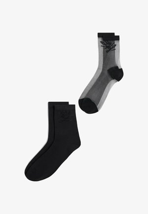 KARL LAGERFELD, KARL LAGERFELD SOCK AUTOGRAPH MESH & RHINESTONE PACK OF 2 - Chaussettes - black